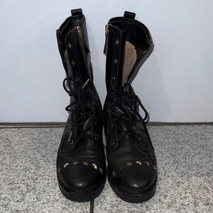 Michael Kors Black Leather Women's Boots with Star Accents